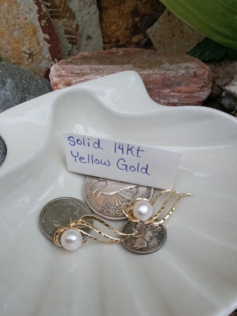 Solid 14kt Gold and Pearl Convertible Earrings